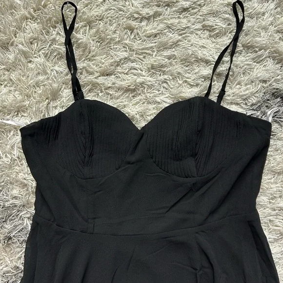 NWOT Lulus Cause for Commotion Black Pleated Bustier Maxi Dress - Picture 6 of 10
